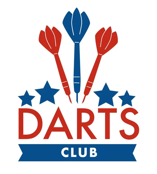 Darts klub, nyilak és csillagok, sport transzparens vektor — Stock Vector