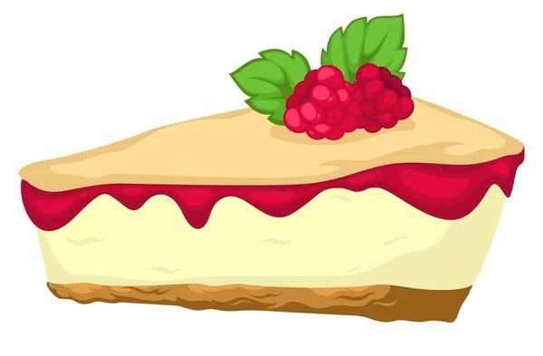 Sladký dort s malinovou marmeládou a kusem bobule — Stockový vektor