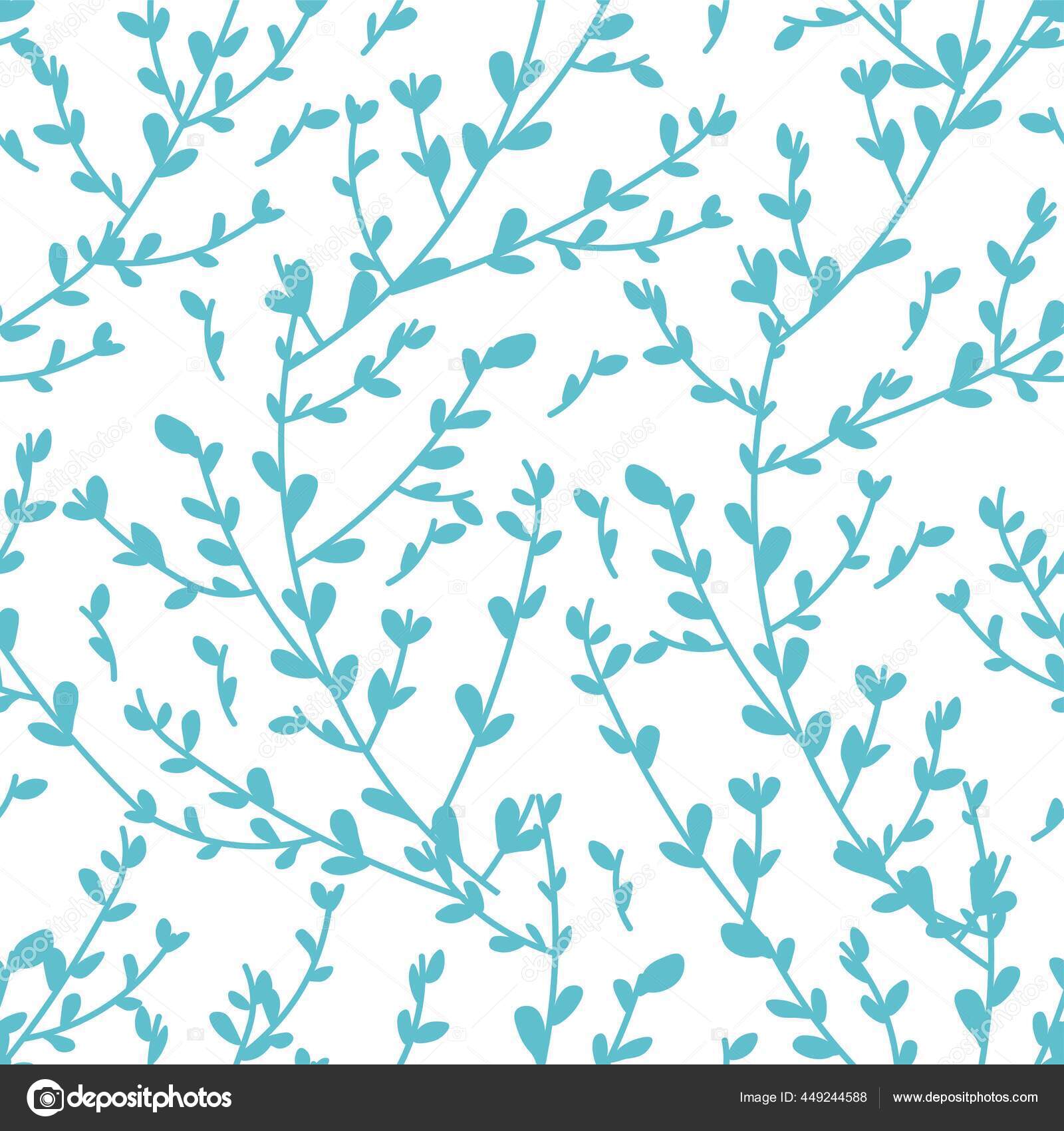 Ramas florales azules con hojas tiernas vector vector, gráfico