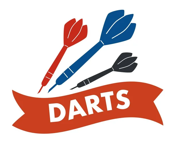 Darts sport vagy szabadidő, embléma vagy címke vektor — Stock Vector