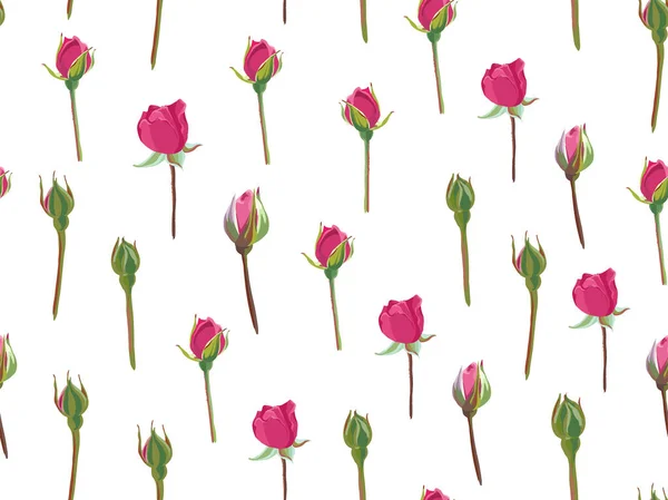 Bourgeons roses en rangs, vecteur de motifs floraux — Image vectorielle