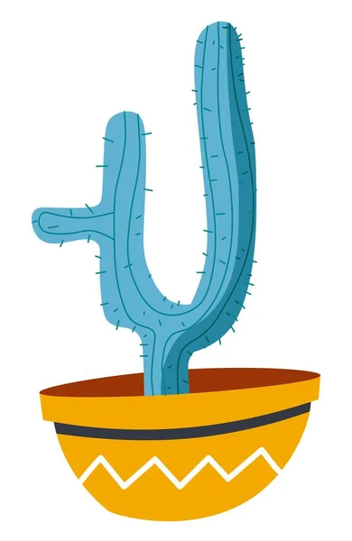 Květináč Trny Bodci Izolovaná Ikona Kaktusové Flóry Rostoucí Květináči Dekorativními — Stockový vektor