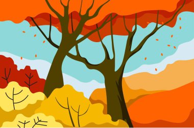 Sonbahar Park manzarası ağaçtan düşen yapraklar