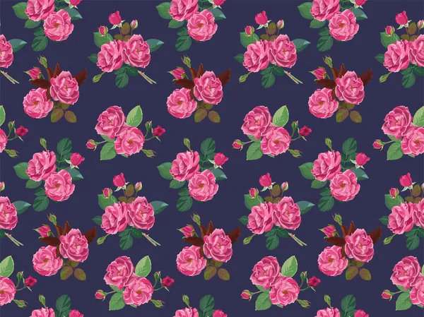 Pink roses or peonies in blossom seamless pattern — Stock Vector