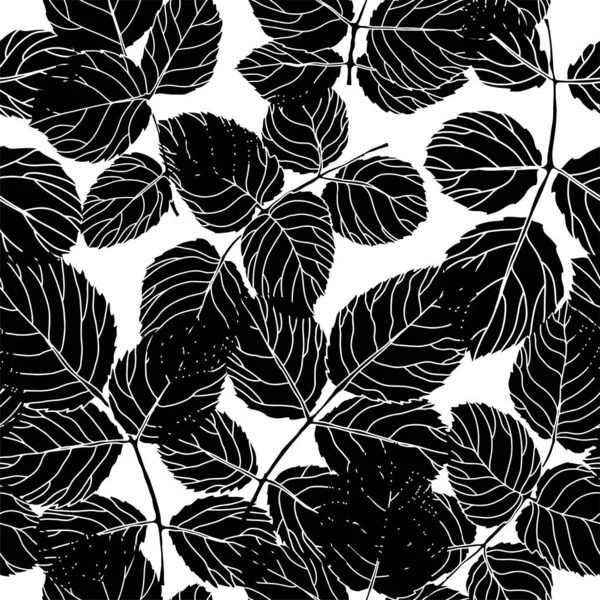 Silhouette de feuillage, feuilles motif sans couture flore — Image vectorielle