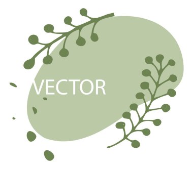 Minimalist basit kart ya da bayrak tasarımı. Yumuşak yapraklar ve dallar, metin için kopyalanmış alan. Doğal süsler ve botanik dürtüleri. Bahar ve yaz mevsimi. Düz biçim illüstrasyonunda vektör