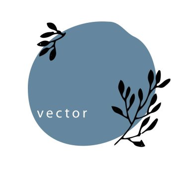 Kopyalama alanı ve yumuşak dal ve dallardan oluşan silueti olan botanik boş afişi. Bahar ya da yaz çiçekleri, reklam kartları ya da broşürler. Buketli romantik kompozisyon. Düz biçimli vektör