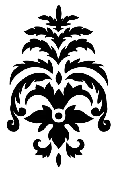 Diseño Floral Vintage Adornos Florales Damasco Con Hojas Floración Icono — Vector de stock