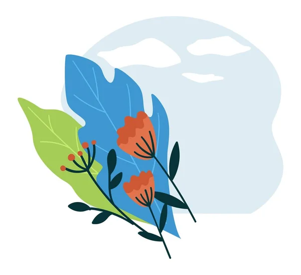 Leere Banner Mit Floralen Ornamenten Blättern Und Blättern Mit Blühenden — Stockvektor
