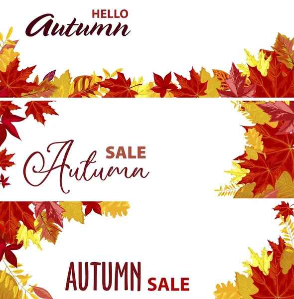 Hello autumn, sale and discounts website banners — Stock Vector