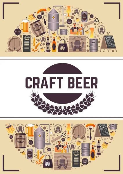 Bière artisanale, brasserie avec boisson alcoolisée savoureuse — Image vectorielle