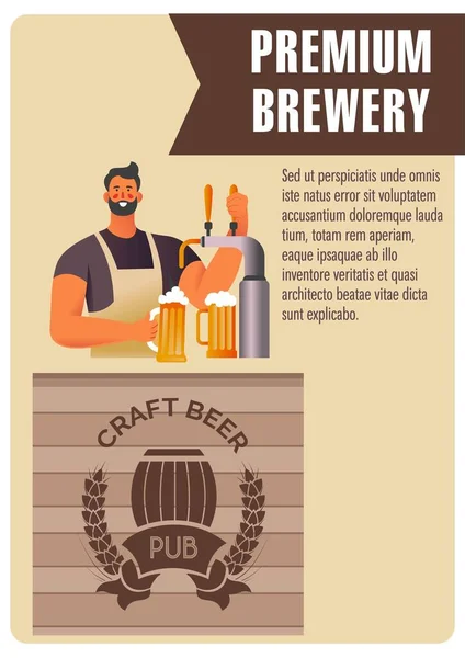 Premium brouwerij, ambachtelijk bier, smaak en smaak — Stockvector