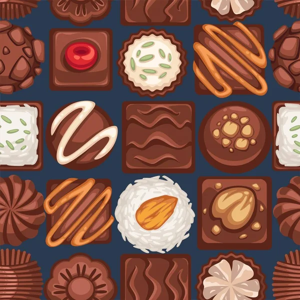 Pasteles de chocolate y dulces con nueces, vector — Archivo Imágenes Vectoriales