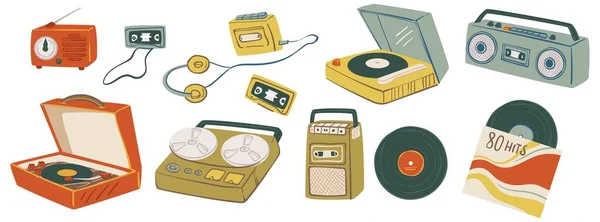 Plaques et magnétophones en vinyle pour la musique — Image vectorielle