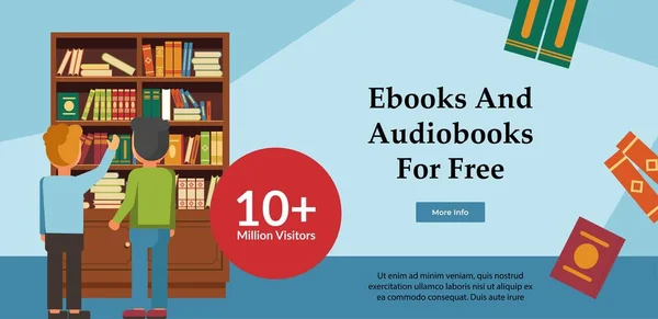 Risorse Online Con Ebook Audiolibri Gratuitamente Libri Testo Letteratura Studio — Vettoriale Stock