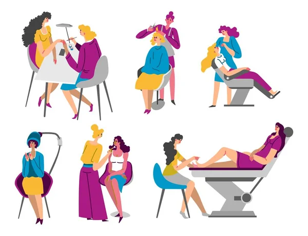 Salon Spa Procédures Beauté Pour Les Femmes Soins Coiffeur Manucure — Image vectorielle