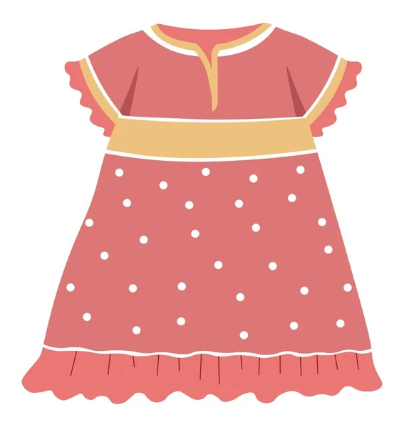 Ubrania Stylowy Strój Dla Dzieci Odizolowany Model Sukienki Wstążkami Kropkami — Wektor stockowy