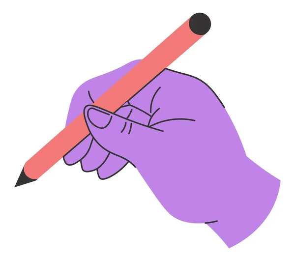 Escritura Dibujo Icono Aislado Mano Que Sostiene Pluma Lápiz Componiendo — Vector de stock