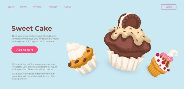 Backshop Der Süße Kuchen Und Gebäck Internet Verkauft Muffins Und — Stockvektor