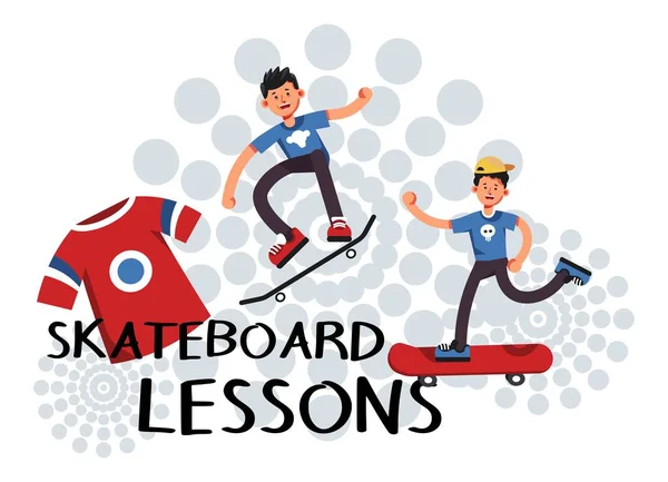 Unterricht Und Kurse Kurse Für Anfänger Skateboarden Teens Und Preteens — Stockvektor