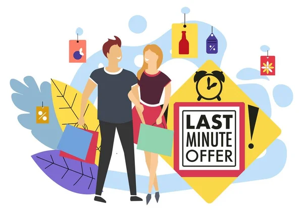 Kampanjer Och Försäljning Butiker Sista Minuten Erbjudande För Shoppare Och — Stock vektor