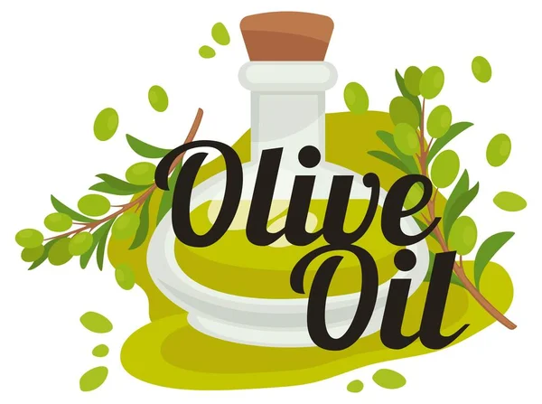 Balený Olivový Olej Domácí Produkt Přírodních Ekologických Surovin Olejnatá Tekutina — Stockový vektor