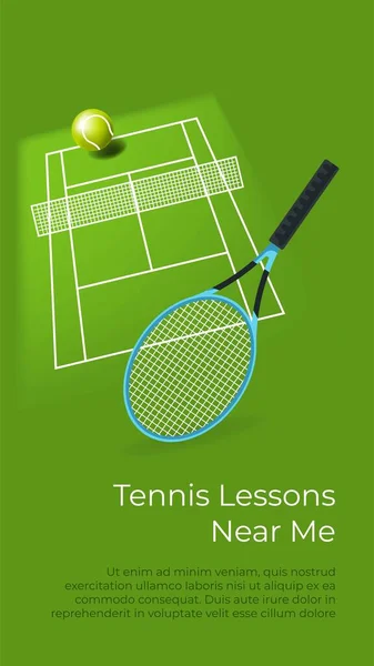 Cours Tennis Sportif Près Chez Moi Apprendre Jouer Equipement Cour — Image vectorielle