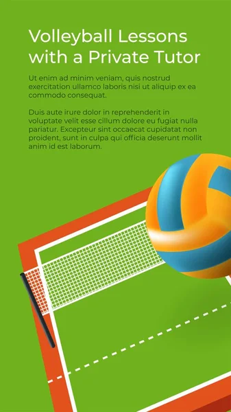 Clases Educación Mejora Habilidades Juego Con Tutor Privado Entrenador Voleibol — Archivo Imágenes Vectoriales