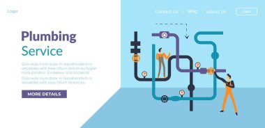 İnternet 'te uzman tavsiyesi ya da tavsiyesi almak, tesisat hizmeti. Tamirci ve profesyonel, tedavi ve bakım. Web sitesi veya web sayfası şablonu, iniş sayfası düz biçim vektörü