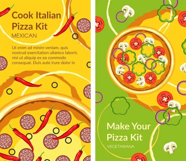 Preparando Comida Casa Pidiendo Kits Para Hacer Pizza Italiana Pack — Vector de stock