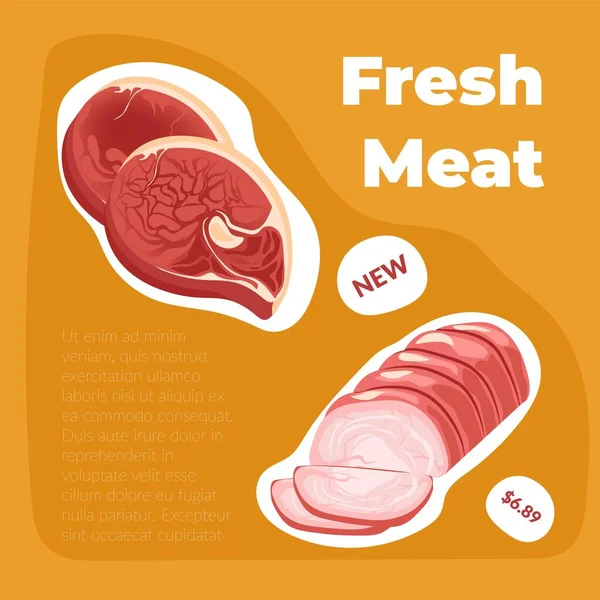 Pork Meat Sausage Liver Shop Store Catalog Products Fresh Meal — Stock Vector