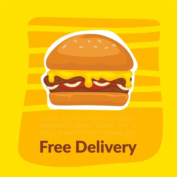 Pouliční Jídlo Chutné Občerstvení Bezplatná Donáška Kaváren Bistrů Restaurací Burger — Stockový vektor