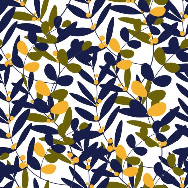 Çiçeksiz desenli sonbahar dalları yapraklı.