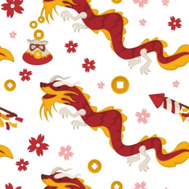 Çin ejderhası ve havai fişek bayramı kutlaması.