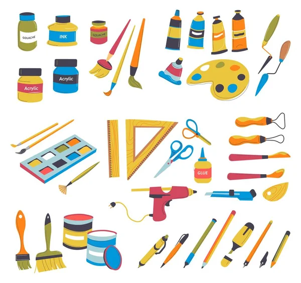 School supplies for art lessons and classes vector - Stok Vektor