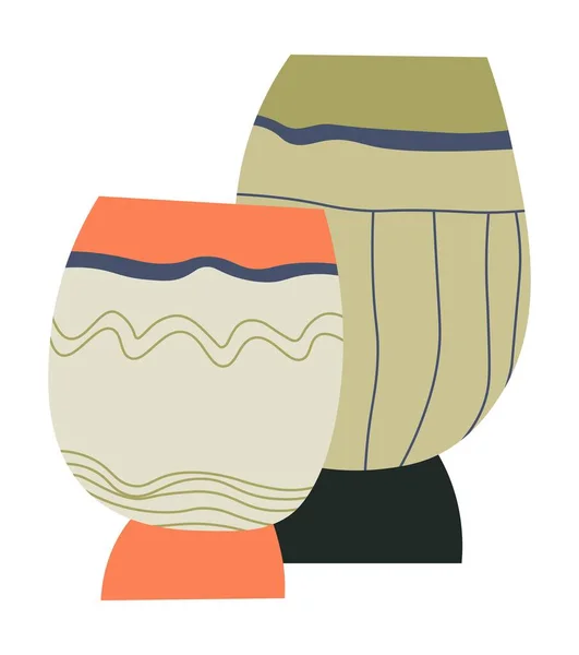 Cours de poterie, tasses ou tasses design artisanal — Image vectorielle