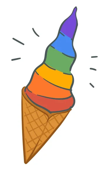 Sorvete arco-íris, gelado colorido de gelateria —  Vetores de Stock