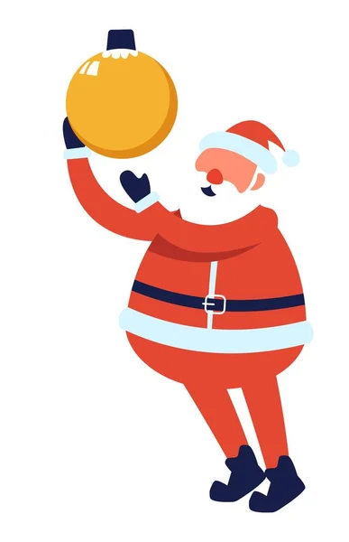 Weihnachtsmann mit Christbaumkugel, Weihnachten und Neujahr — Stockvektor
