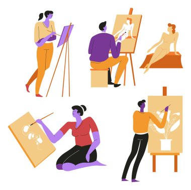 Sanat dersleri ve dersler, çizim ve poz vektörü
