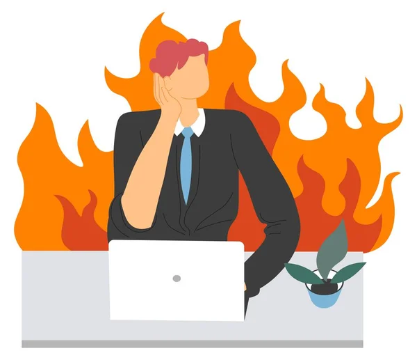 Stress et colère au bureau, problèmes et problèmes au travail — Image vectorielle