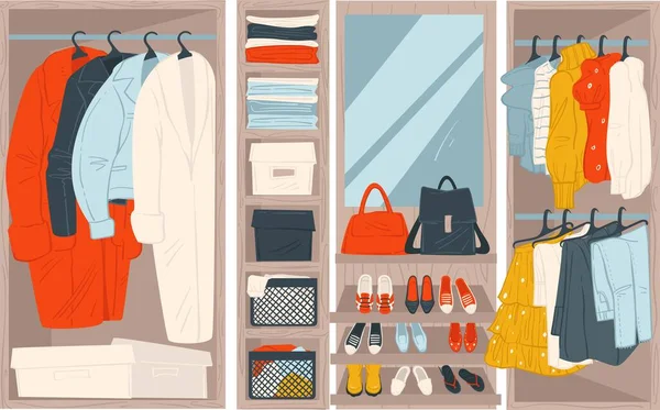 Armoire ou étagères en magasin accessoires de vêtements — Image vectorielle