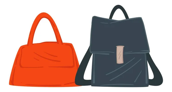 Tas met riemen en handgrepen, damesmode stijl — Stockvector