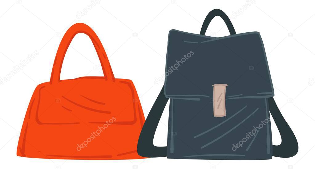 Bag with straps and handles, women fashion style