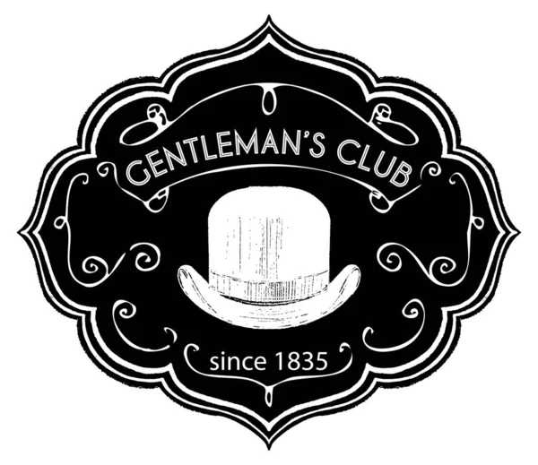 Club de caballeros, etiqueta retro vintage con tiza — Vector de stock