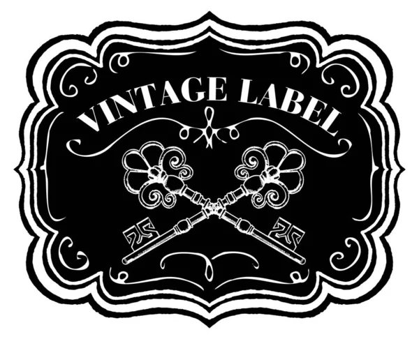 Vintage label met oude antieke toetsen, retro stijl — Stockvector