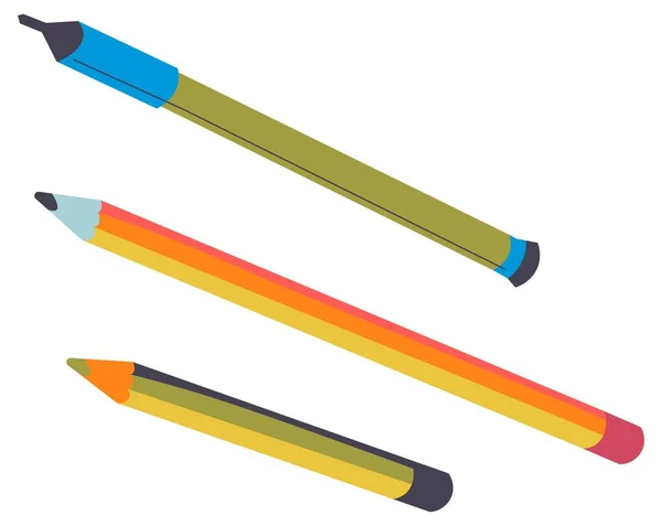 연필 과 펜, 학교와 사무실 용품 세트 — 스톡 벡터