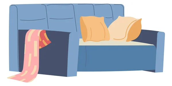 Sofa yang nyaman dengan bantal dan selimut vektor - Stok Vektor