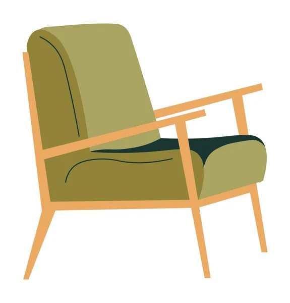 Крісло з дерев'яними ручками, модні меблі — стоковий вектор