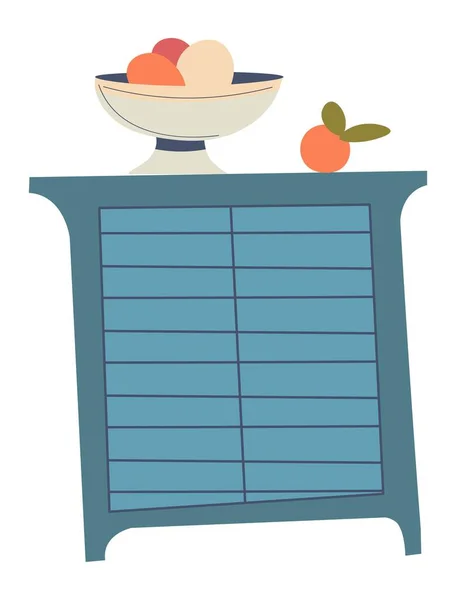 Ящики для кухні, миска з фруктами та овочами — стоковий вектор