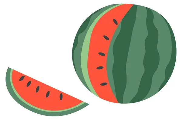 Vattenmelon frukt med skiva och frön naturliga — Stock vektor